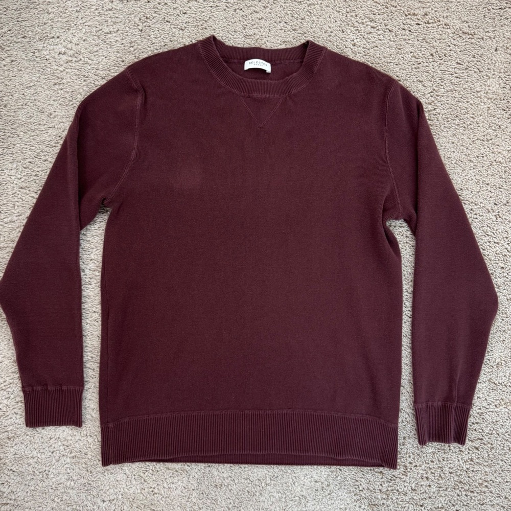 Selected Homme Sweater‎ Men's Medium Burgundy Crew Neck Pullover Top